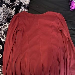 Dark red peplum long sleeve top